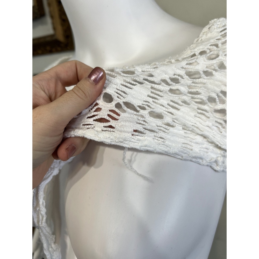 Cheryl Creations White Cotton Crochet Knit Skirt & Cropped Cardigan Set Sz Small - Picture 9 of 12